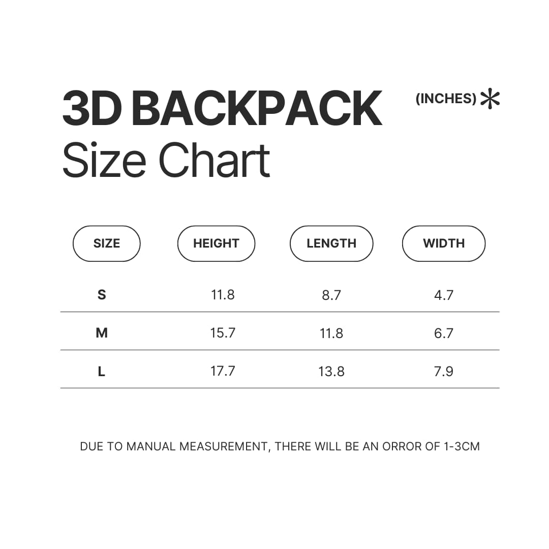3D Backpack Size Chart - Mystery Science Theater 3000 Store
