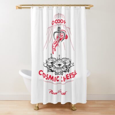 Pizza Planet Aliens Cosmic Cheese Shower Curtain